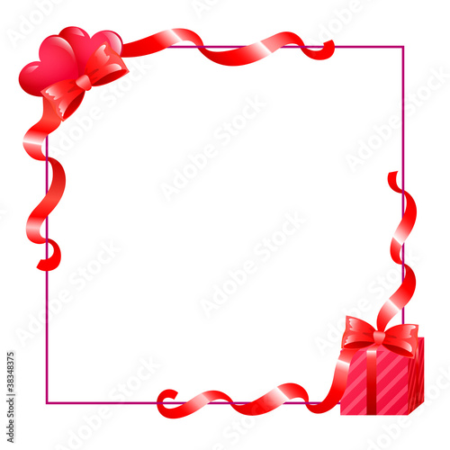 valentines frame with hearts and gift