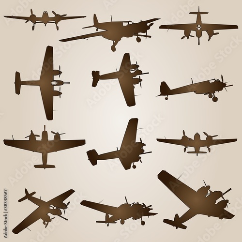Vector conceptual set of vintage planes