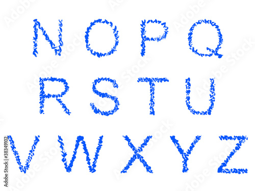 High resolution font set painted by a child