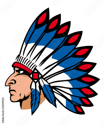 Native american people with feathers