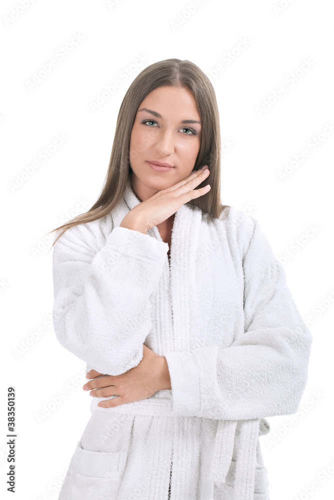 relaxing girl in bathrobe