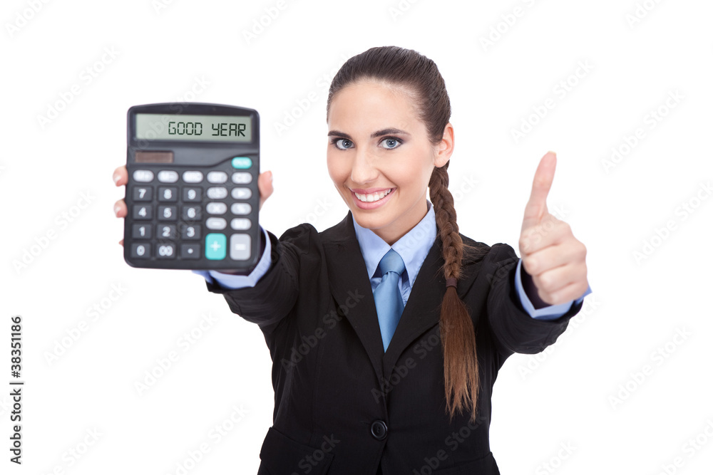 good year - accountant holding a calculator good year - accountant holding a calculator