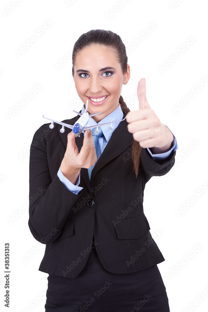 businesswoman holding plan and showing thumb up businesswoman holding plan and showing thumb up