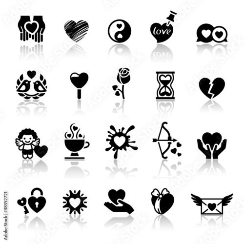 Set valentine's day icons, love romantic symbols