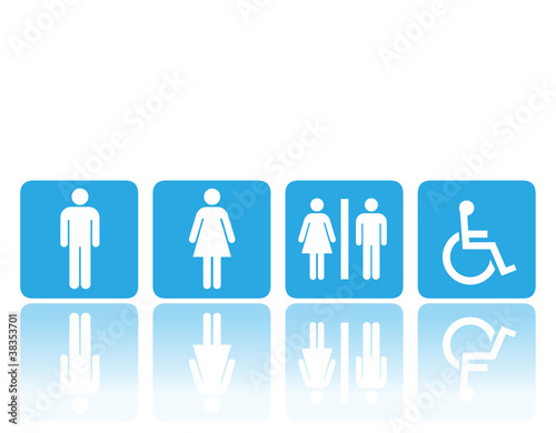 man, woman and disabled toilet signs