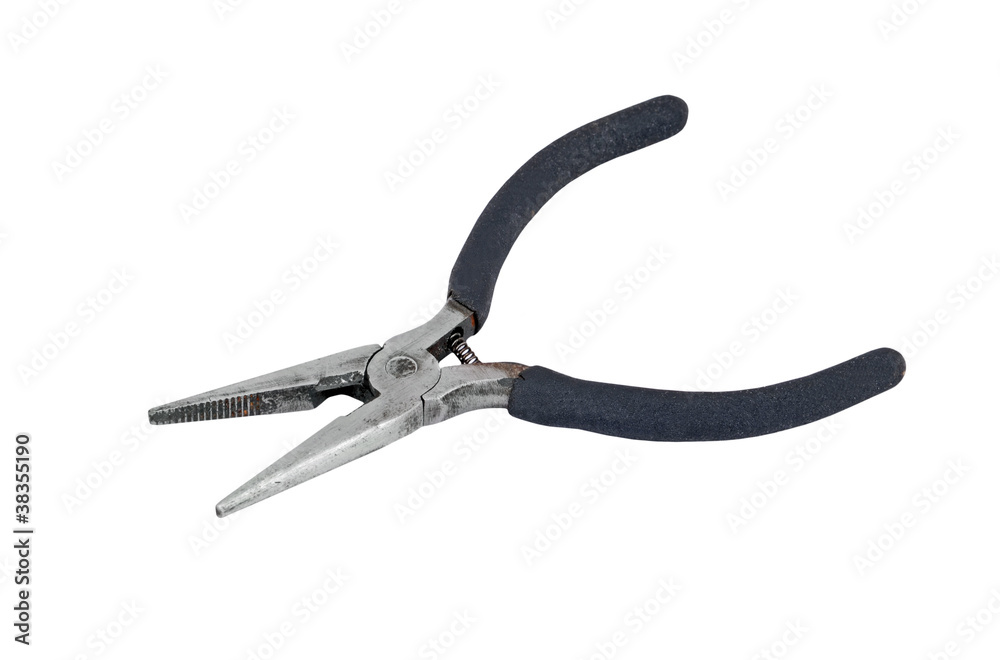 Old and rusty pliers, isolated on white background Old and rusty pliers, isolated on white background