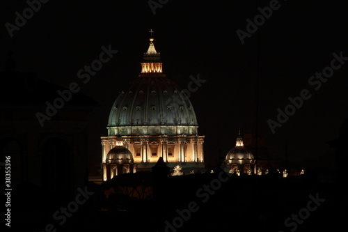 Dome of Saint Peter Basilica by night