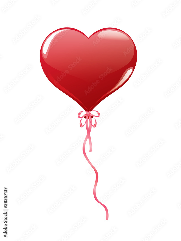 red balloon in shape of heart