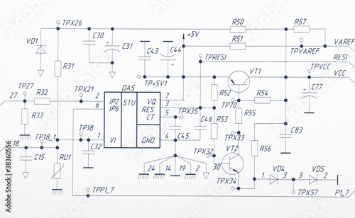 Detailed drawing of electrical circuits