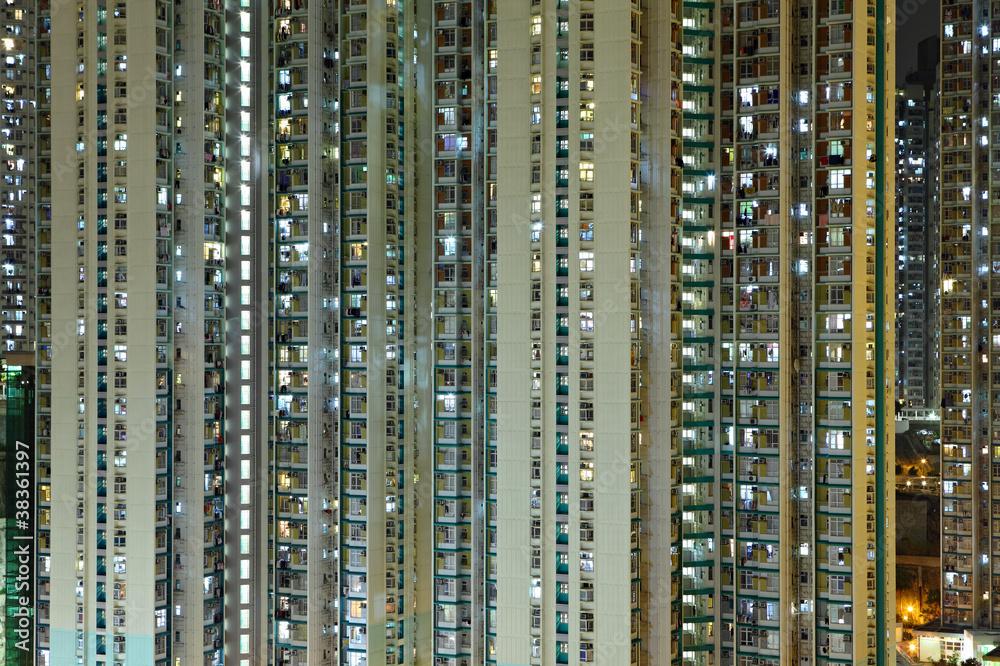 apartment building at night