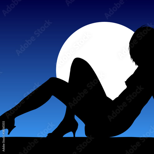girl black silhouette posing