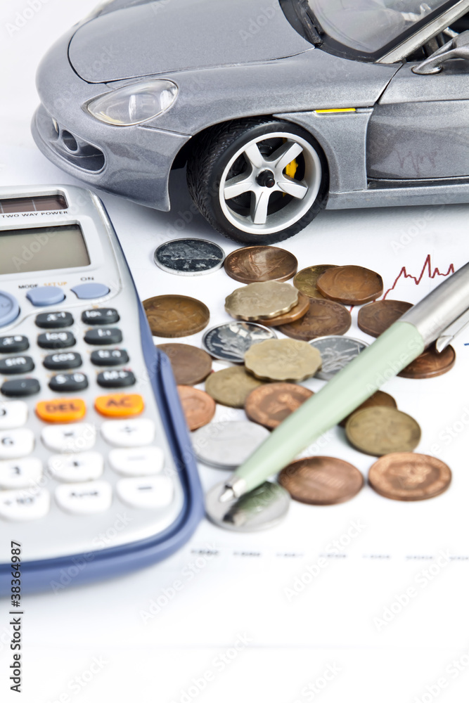 Car, Calculator, Money and Pen 10