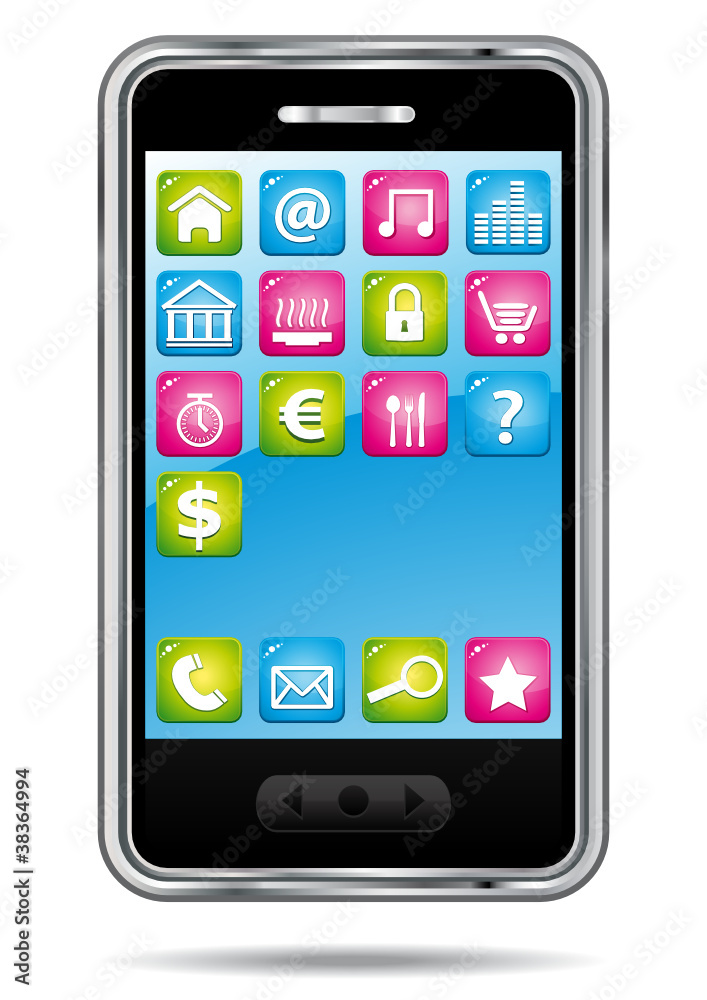 Smartphone with applications icons