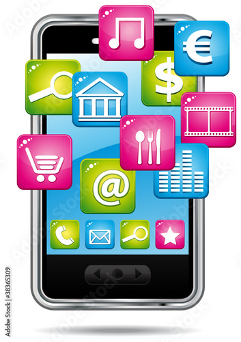 Smartphone with cloud of applications.