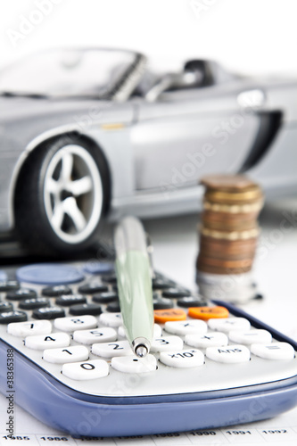 Obraz na płótnie Car, Calculator, Money and Pen 4 w salonie