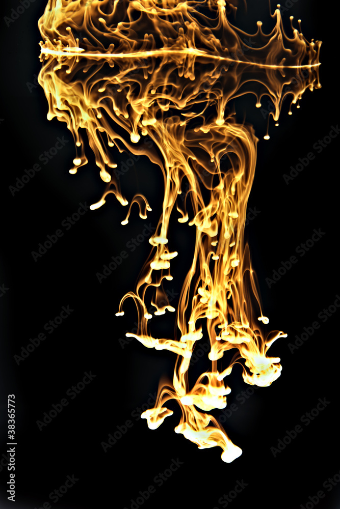 ink in water black and yellow