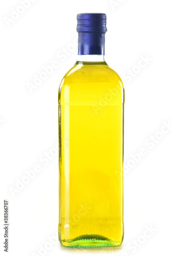 Bottle of olive oil isolated on white