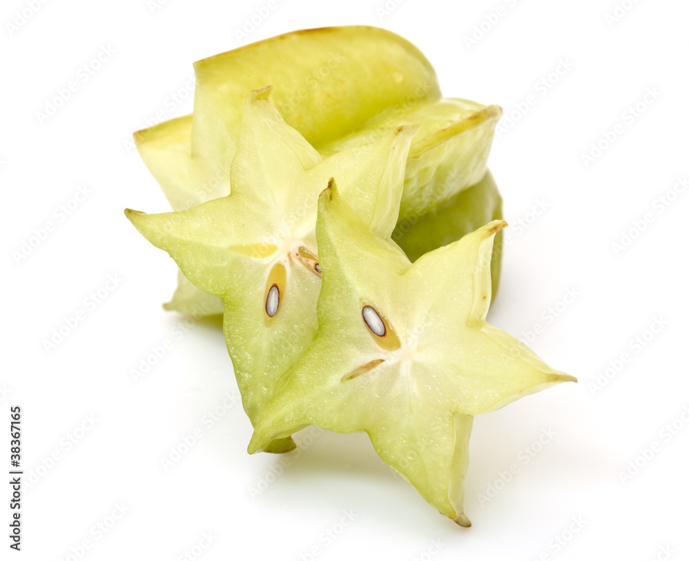 carambola with slices on white background carambola with slices on white background