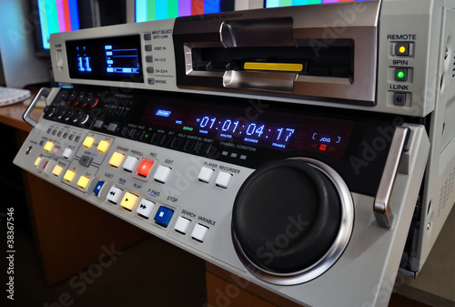 Professional video recorder in TV production studio. DVcam format photo