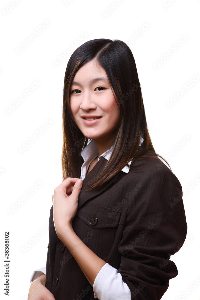 junge schöne asiatische geschäftsfrau mit jacke junge schöne asiatische geschäftsfrau mit jacke