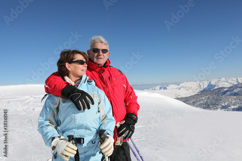 Couple on a skiing trip