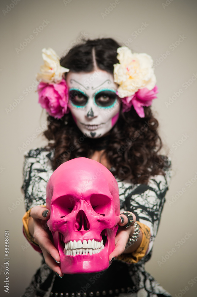 Halloween Living Dead Woman With Skull Halloween Living Dead Woman With Skull