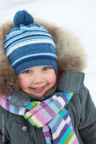 adorable boy in winter