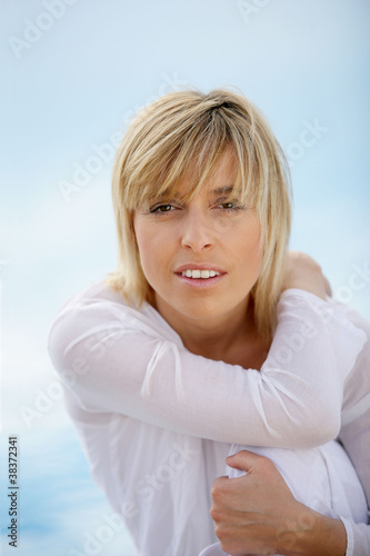 Portrait of a 40 years old blond woman