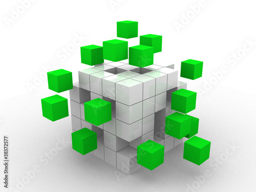 teamwork business concept with green cubes