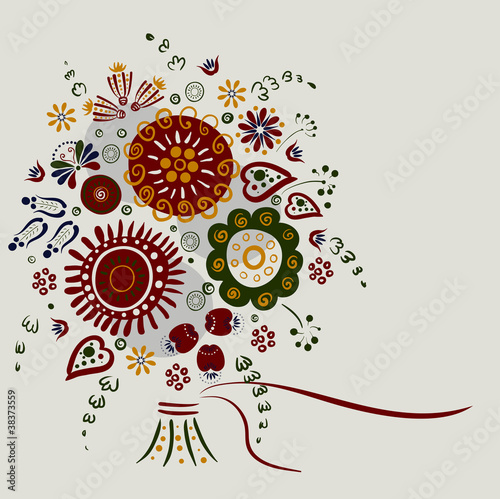 greeting-card with bright decorative flowers