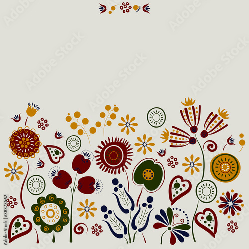 greeting-card with bright decorative flowers