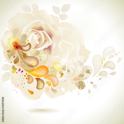greeting-card with decorative composition of flowers