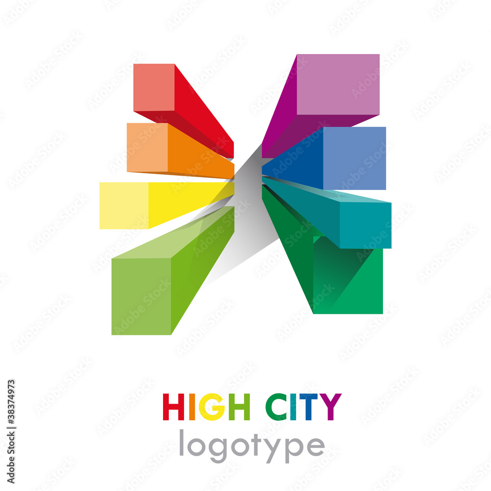 Obraz premium Logo rainbow high city # Vector
