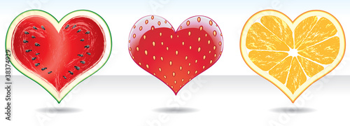 Fruit heart. Vector icons set
