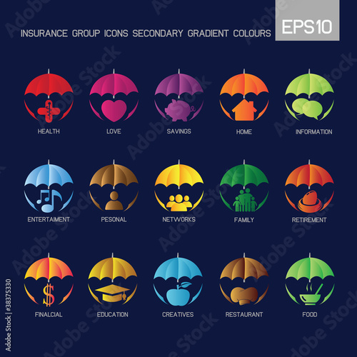 Insurance group icons secondary gradient colour