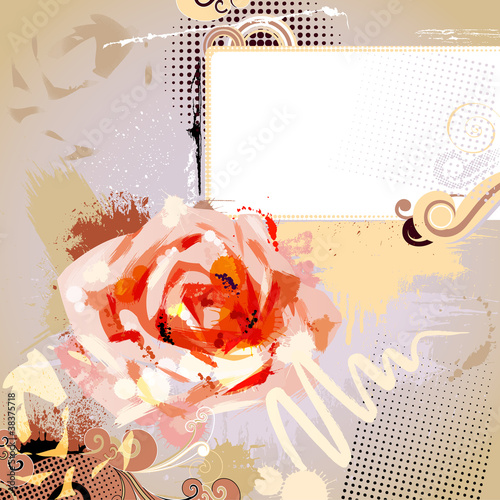 decorative composition with big grunge rose