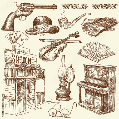 hand drawn wild west collection