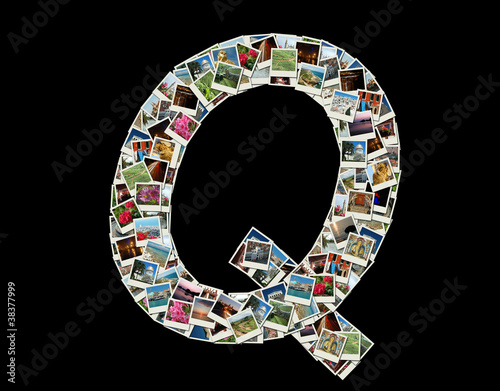 Photography Shape of  Q llitera made like collage of travel photos