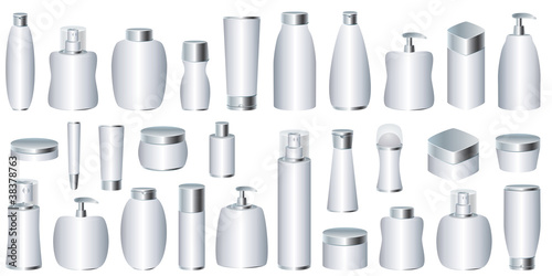 Vector set of silver cosmetic packages
