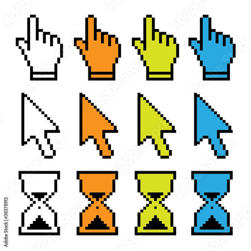 Symbole, Icon, Betriebssystem, Hand, Pfeil, Sanduhr, Zeit, Uhr