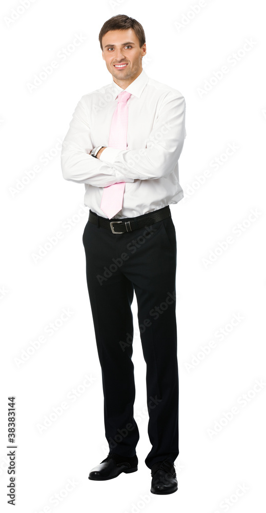 Smiling businessman, over white