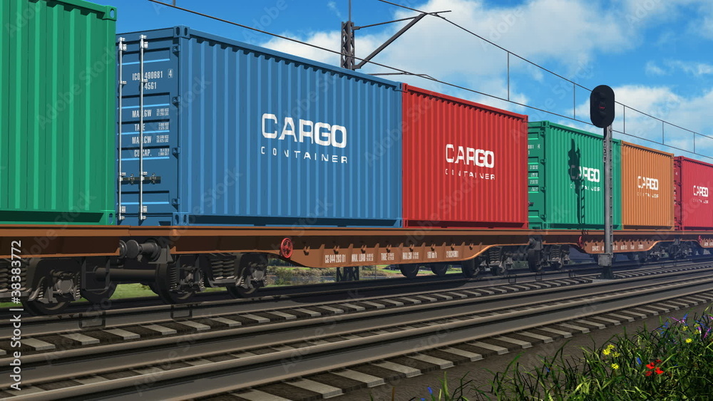 Freight train with cargo containers
