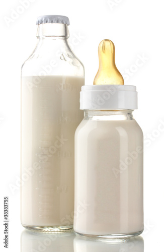 bottles of milk isolated on white