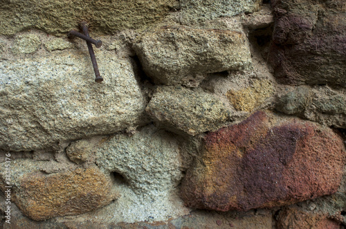 Detalle de una pared de piedra, textura, fondo. photo