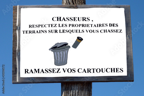 Fotografija panneau à l attention des chasseurs