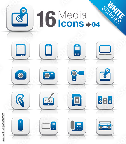 White Squares - Media Icons