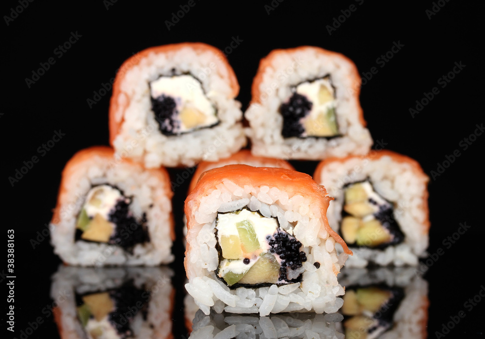 Tasty rolls isolated on black Tasty rolls isolated on black