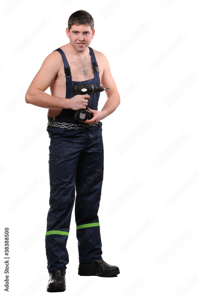 Mechanic with tools isolated on the white background Mechanic with tools isolated on the white background
