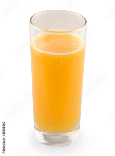 Glass with orange juice on the white clipping path