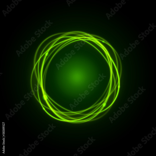 Green Rings on Black Background # Vector
